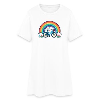 Rainbow Bicycle Joy Design - Women’s T-Shirt Dress - white - Front