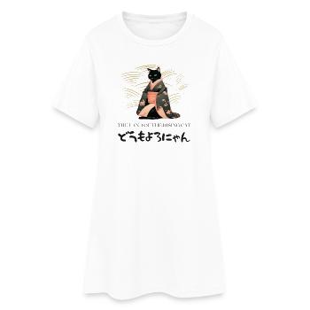 Le pays du chat qui se lève - Die Katze im Kimono - Robe T-shirt Femme - blanc - Devant
