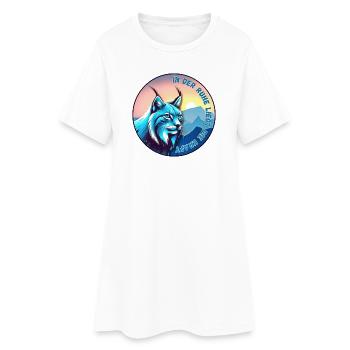 Luchs bei Sonnenuntergang – Ruhe und Kraft - Frauen T-Shirt-Kleid - Weiß - Vorne