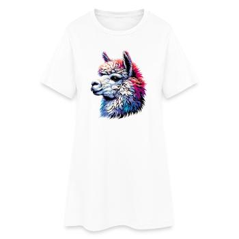 Alpaka - Frauen T-Shirt-Kleid - Weiß - Vorne