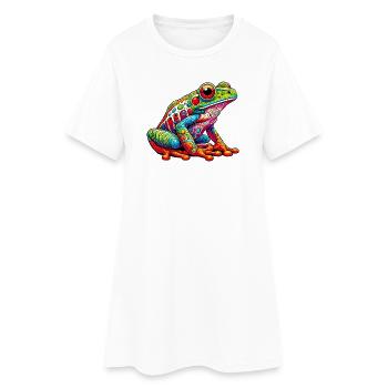 Frosch - Frauen T-Shirt-Kleid - Weiß - Vorne