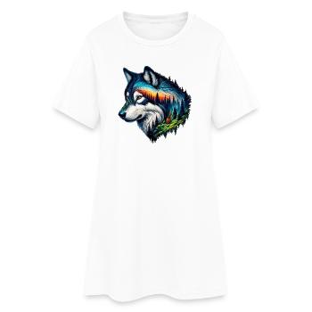 Loup - Robe T-shirt Femme - blanc - Devant