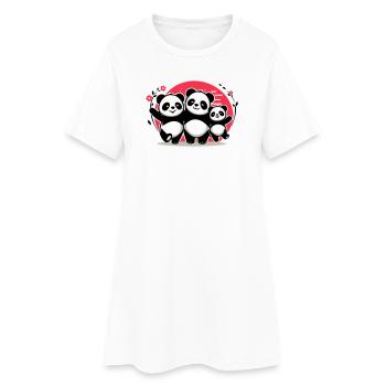 Famille Pandas - 1 parent 2 enfants - Robe T-shirt Femme - blanc - Devant