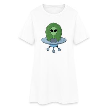 Alien dans son petit vaisseau spatial - Robe T-shirt Femme - blanc - Devant