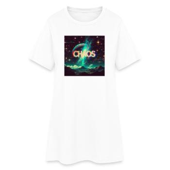 Cosmic Chaos Glitch Neon - Women’s T-Shirt Dress - white - Front