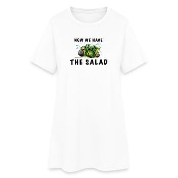 denglisch spruch lustig now we have the salad - Frauen T-Shirt-Kleid - Weiß - Vorne