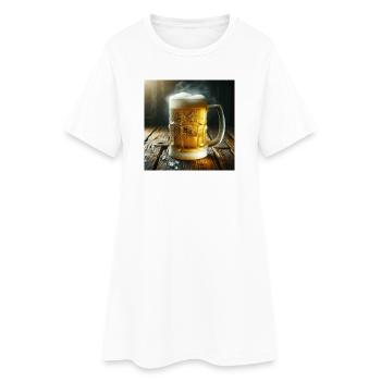 Chope à bière - Robe T-shirt Femme - blanc - Devant