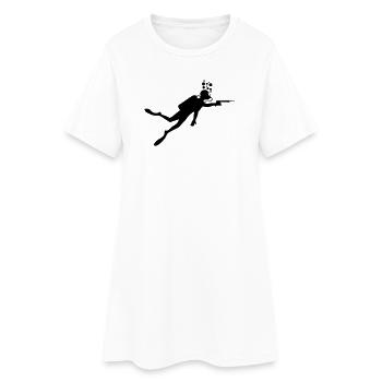 Taucher mit Harpune - Frauen T-Shirt-Kleid - Weiß - Vorne