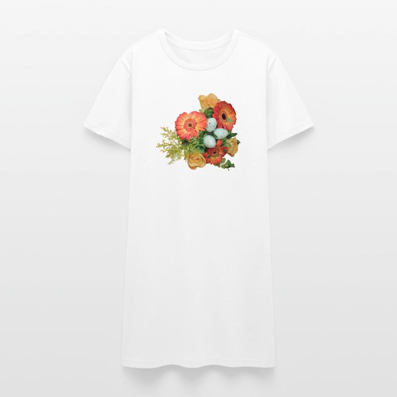 Bouquet with Easter Eggs Pattern Women’s T-Shirt Dress