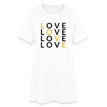 4 LOVE yellow - Frauen T-Shirt-Kleid - Weiß - Vorne