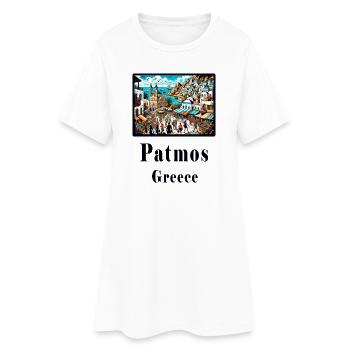 Patmos, Grèce, vacances, île, plage, Grèce - Robe T-shirt Femme - blanc - Devant
