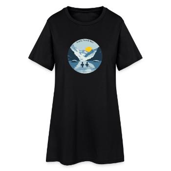 Two people taking an ice bath in the cold mountains - Women’s T-Shirt Dress - black - Front