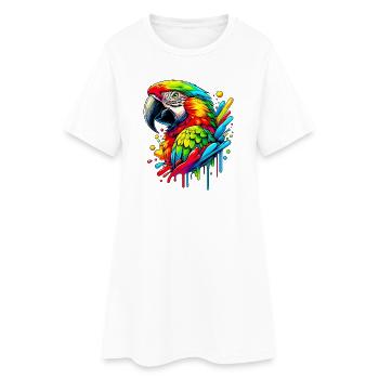 Papagei - Frauen T-Shirt-Kleid - Weiß - Vorne