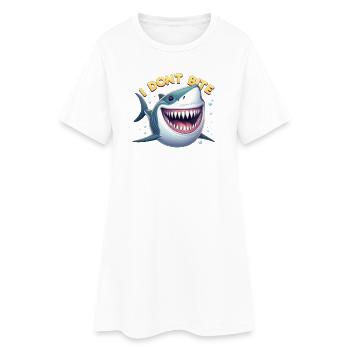 Ich beiße nicht… wirklich! - Frauen T-Shirt-Kleid - Weiß - Vorne