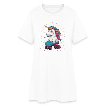 Licorne drôle de patin à roulettes - Robe T-shirt Femme - blanc - Devant