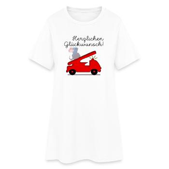 KINDERGEBURTSTAG FEUERWEHRAUTO - Frauen T-Shirt-Kleid - Weiß - Vorne