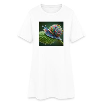 Escargot en fleurs - Robe T-shirt Femme - blanc - Devant