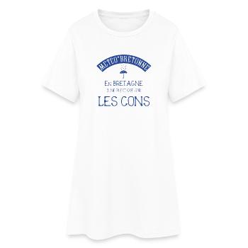 Météo bretonne Proverbe Breton sur la pluie BZH - Robe T-shirt Femme - blanc - Devant