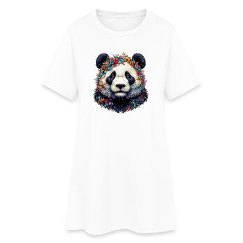 Panda - Frauen T-Shirt-Kleid - Weiß - Vorne