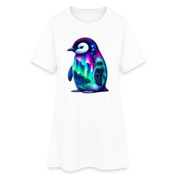 Manchot aurore boréale - Robe T-shirt Femme - blanc - Devant