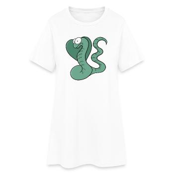 Eine niedliche Schlange - Frauen T-Shirt-Kleid - Weiß - Vorne
