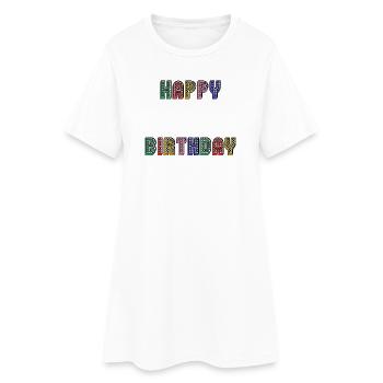 HAPPY BIRTHDAY. JOYEUX ANNIVERSAIRE. ANNIVERSAIRE. - Robe T-shirt Femme - blanc - Devant