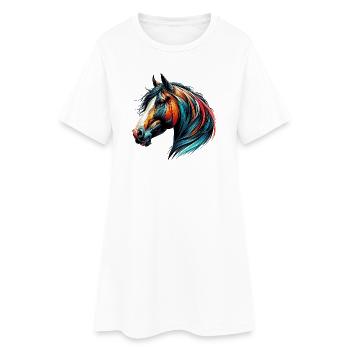 Cheval - Robe T-shirt Femme - blanc - Devant