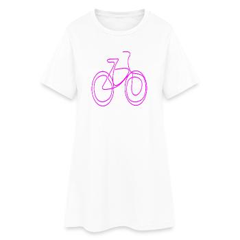 LINE ART VÉLO ROSE MINIMALISME - Robe T-shirt Femme - blanc - Devant