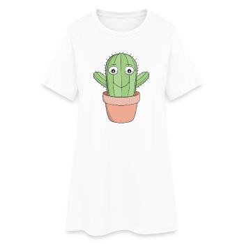 Un joli cactus souriant - Robe T-shirt Femme - blanc - Devant