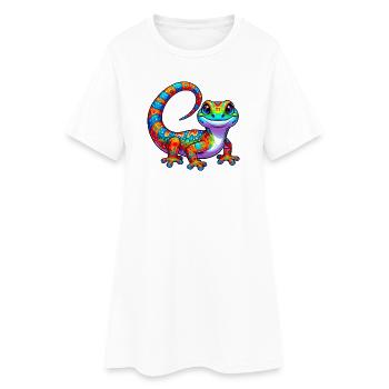 Gecko - Frauen T-Shirt-Kleid - Weiß - Vorne