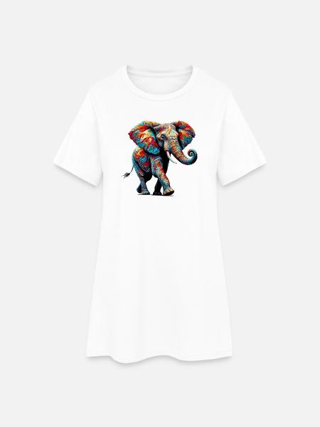 Elefant - Frauen T-Shirt-Kleid - Weiß