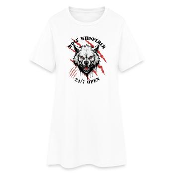 Wolf Flüsterer - Frauen T-Shirt-Kleid - Weiß - Vorne