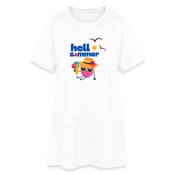 Sommerlicher Erdbeeren und Eis Cartoon - Frauen T-Shirt-Kleid - Weiß - Vorne