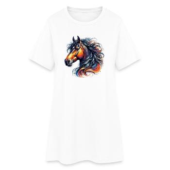 Cheval - Robe T-shirt Femme - blanc - Devant