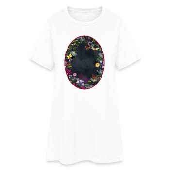 Cadre ovale de jardin avec fond noir - Robe T-shirt Femme - blanc - Devant