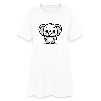 Un éléphant mignon de style dessin animé - Robe T-shirt Femme - blanc - Devant