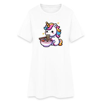 Japonais Kawaii Licorne Ramen Cuisine Asiatique - Robe T-shirt Femme - blanc - Devant