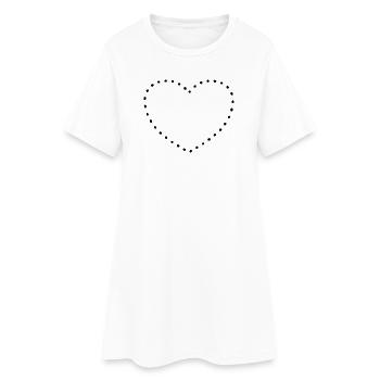 Coeur à pois noirs - Robe T-shirt Femme - blanc - Devant