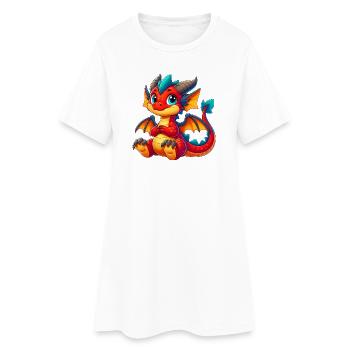 Drache - Frauen T-Shirt-Kleid - Weiß - Vorne
