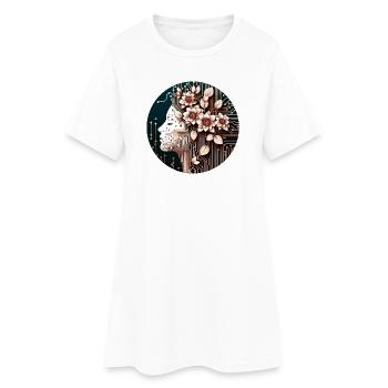 Mechanical Flower Girl - Frauen T-Shirt-Kleid - Weiß - Vorne