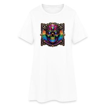 Conception de crâne arc-en-ciel cyberpunk - Robe T-shirt Femme - blanc - Devant