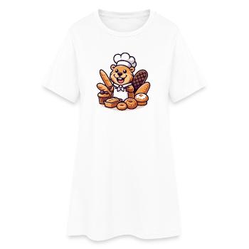 Baker Beaver: The Pastry Pro - Women’s T-Shirt Dress - white - Front