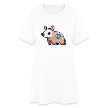 Stellar Spotted Opossum: Cosmic Forager - Women’s T-Shirt Dress - white - Front