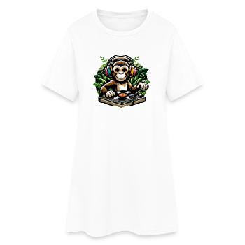 Jungle Grooves: Der Vinyl-Vibes-Affe - Frauen T-Shirt-Kleid - Weiß - Vorne
