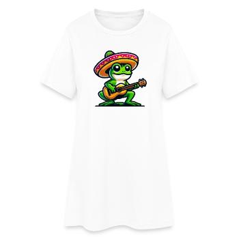 Sombrero Serenade: A Frog's Musical Fiesta - Women’s T-Shirt Dress - white - Front