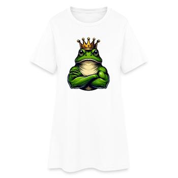 Muscular King Frog with Crown - Women’s T-Shirt Dress - white - Front