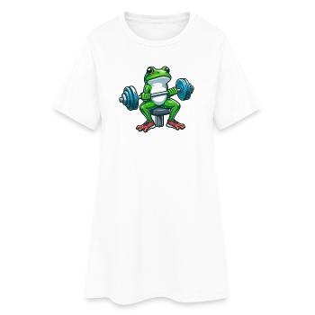 Strong Frog Workout Dumbbell Workout - Women’s T-Shirt Dress - white - Front