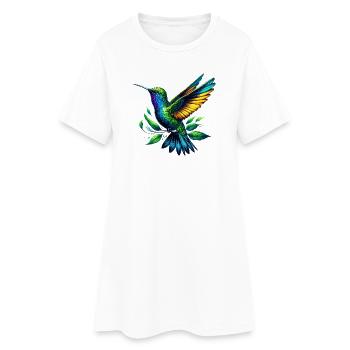 Kolibri - Frauen T-Shirt-Kleid - Weiß - Vorne