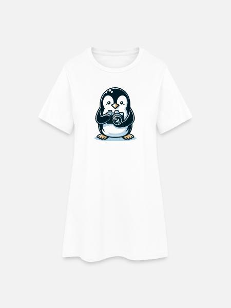 Pinguin-Fotograf: Der Schnappschuss-Abenteurer - Frauen T-Shirt-Kleid - Weiß