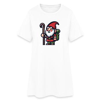 Roaming Gnome: The Trailblazing Traveler - Women’s T-Shirt Dress - white - Front